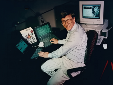 En ung Bill Gates visar upp Excel 2.0 cirka 1987